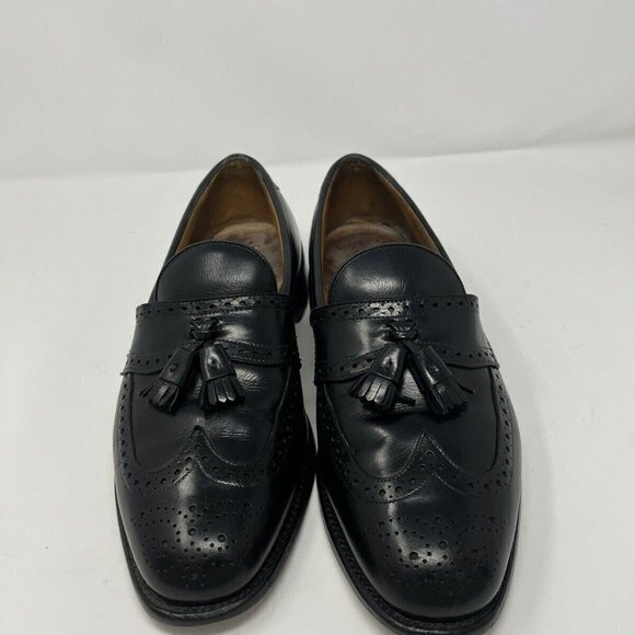 ALLEN EDMONDS CHAMBRAY BLACK LEATHER WING TIP TASSEL SHOES SIZE 10 E main image 6